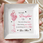 Personalized Jewelry Dish With Birth Month Flower, To My Daughter Ring Dish, Mothers Day Birthday Gifts for Daughter, Custom Floral Name Trinket Tray For Wedding, Ring Holder - color: Style 5
