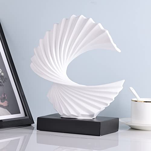 White Wave Sculpture, Modern Ocean Wave Home Accents, Resin Art Statue for Shelf, Coffee Table, TV Stand Adornos Modernos - color: White