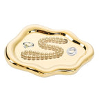 Ceramic Jewellery Dish Trinket Dish Jewelry Tray Cloud Shape Perfume Tray Rings/Earrings/Bracelets/Watch/Keys Tray for Valentine's Day//Mother's Day/Birthday Gift (Gold) - color: Gold