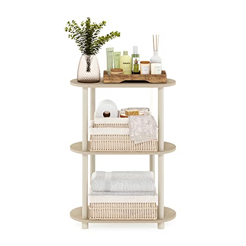 Furinno Turn-N-Tube No Tools 3-Tier Modern Oval Side Display Rack, Bauhaus Oak/Beige - color: Bauhaus Oak/Beige, size: 3-Tier Oval