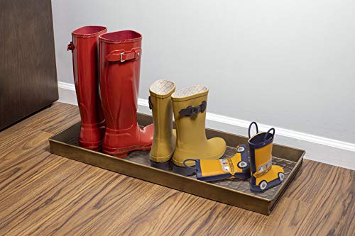 Good Directions Medium Boot Tray, Pebbles Multi-Purpose All Weather Decorative Boot Tray, Shoes, Plants, Garage, Patio Door, Pet Bowls, 30 inch Entry Indoor Shoe Tray, Brass Finish - color: Brass, style: Pebbles
