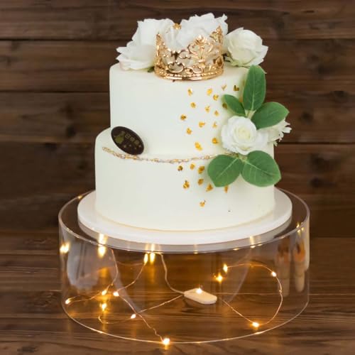 Efavormart 14" Round Clear Acrylic Cake Stand, Transparent Fillable Display Box, Pedestal Riser with Hollow Bottom for Weddings, Parties, Banquets, and Creative Dessert Displays - color: Clear, size: Clear14''