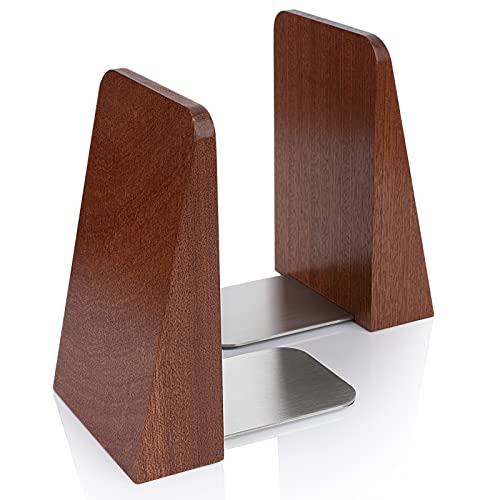 DRELIFAM Wood Handmade Heavy Duty Bookends for Shelves Decorative Book Ends to Hold Books for Office - color: Small Sapele Wood