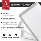 3 Pack, 16" x 11" Large White Serving Trays Set - Reusable Plastic Serving Platters for Cookie, Appetizer, Charcuterie, Snack, Dessert, Party Food Display - Stackable Kitchen CounterTop Tray, BPA Free - size: 3 Pack - 16" x 11"