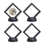 3D Floating Frame with Stand, Challenge Coin Display Holder, 4 Pack Floating Display, 2.75"x2.75" Gift Packing Frame (Black) - color: Black