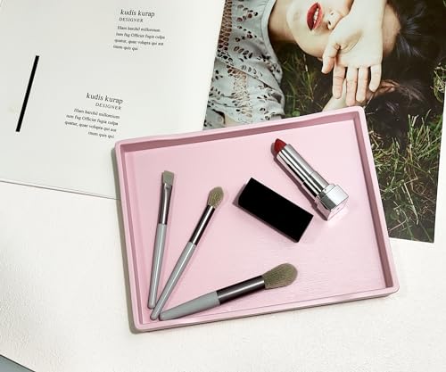 Small Pink Mini Serving Tray (8.5 x 6.3 inch) for Serving Accessory, Spa, Coffee, Drinks, Wine, Tea, Bar, Party, Seasoning, Perfume or Display Use. - color: Pink-1 Tray, size: 8.5" x 6.3" x 0.8"