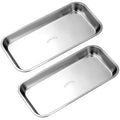 QWORK Small 304 Stainless Steel Vanity Tray 8.5 x 4 Inch, SUS304 Metal Jewelry Organizer Tray for Bathroom, Bedroom, Kitchen – Rectangular Makeup Storage Dish for Keys, Rings, Perfume, Soap Dispensers