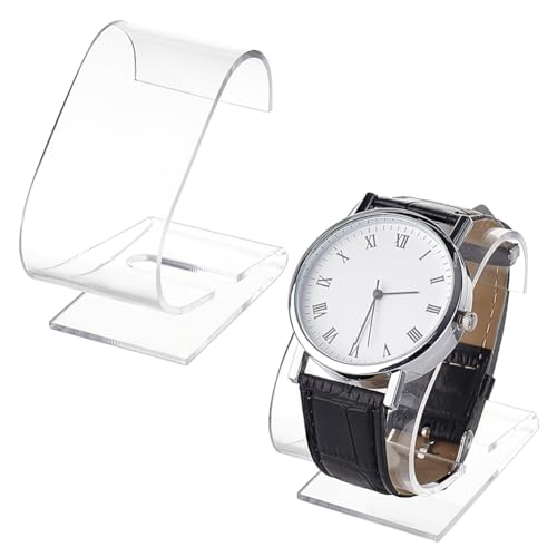 PH PandaHall 2pcs Clear Watch Stand, 2.4 x 2.4 x 1.3 inch Single Watch Holder Display Acrylic Bracelet Display Rack Jewelry Holder Stand Watch Organizer Storage for Women