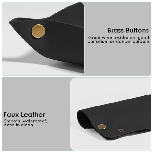 2 Pack (Size:9.84"&7.87") PU Leather Jewelry Valet Tray,Portable Entryway Table Nightstand Desk Tray Catchall Travel Plate Organizer for Phone, Keys, Wallet, Watch,Coin (Black) - color: Black