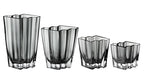 Glass - Vase - Gray - Smoky Black - Grey - Chevron Design - 6.75" Height - Heavy Durable - Made in Europe - by Barski