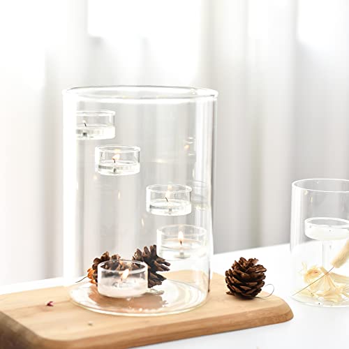 Glass Cylinder Hurricane Candle Holder for Tea Light Pillar Candle Holders Table Centerpiece, Clear Decorative Geometric Candle Holder for Wedding, Party(No.02) - size: No.02