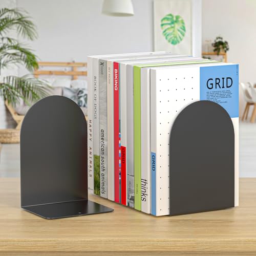 Bookend 6 Pieces, Metal Round Bookends for Shelves, Book Ends to Hold Books for Desk, Book Stopper for Home Office - style: 3 Pairs Bookends