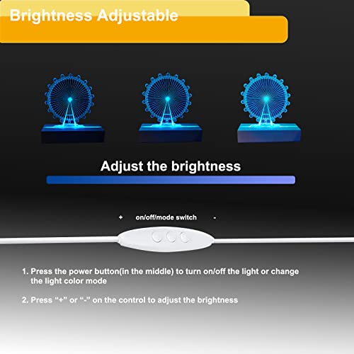 6 inch Rectangle Display Pedestal, Colorful Open Slot Rectangle Led Lights Display Base, Crystal Wooden Lighted Base Stand for Acrylic, Crystal, Night Light, Glass Resin Art