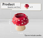Mushroom Tealight and Taper Candle Holders - 3 PCS Decorative Set for Table - Cute Candlesticks for Tea Light