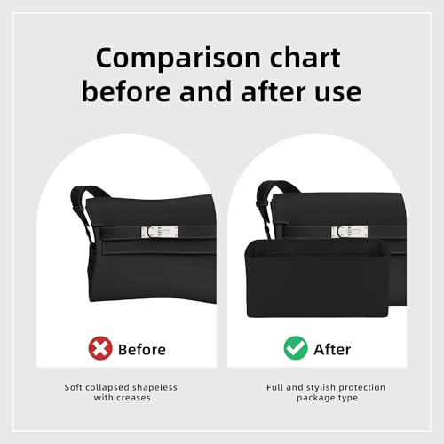 DGAZ Silk Purse Organizer Insert Fits Hermes Kelly Messenger Bags，Silky Smooth Bag Organizer，Luxury Handbag & Tote Shaper(Kelly Messenger MM,Black) - color: Black, size: Kelly Messenger MM