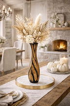 AeraVida Beautifully Hand Carved Etched Dark Brown Mango Tree Wood Vase | 14 inch | Classic Flower Vase
