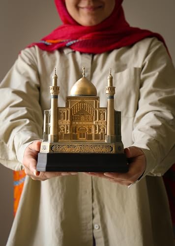 Islamic Home Decoration, Muslim Table Art Decor, Imam Ali (AS) Holy Shrine Replica Model, Najaf, Iraq, Rajab Eid Gifts for Muslim, Bookend, Islamic Decor, Size: Large, Color: Gold