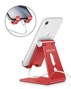 OMOTON Adjustable Cell Phone Stand, C2 Aluminum Desktop Phone Holder Dock Compatible with iPhone 15 14 13 Xs XR 8 Plus 7 6, Samsung Galaxy, Google Pixel, Android Phones, Red - color: Red