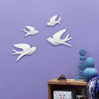 FANWNKI Ceramic Flying Birds Sparrows Wall Mount Hanging Decor White-Set of 4 - size: Set