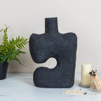 Modern Abstract Decorative Paper Mache Vase, Black (Each Will Vary) - color: Black