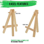 U.S. Art Supply 5" Mini Easel (12 Pack) - Natural Wooden A-Frame Tabletop Display Stand, Mini Easel Stand - Small Easels for Display, Small Canvases, Crafts, Business Cards, Signs, Photos, Gifts