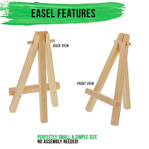 U.S. Art Supply 5" Mini Easel (12 Pack) - Natural Wooden A-Frame Tabletop Display Stand, Mini Easel Stand - Small Easels for Display, Small Canvases, Crafts, Business Cards, Signs, Photos, Gifts