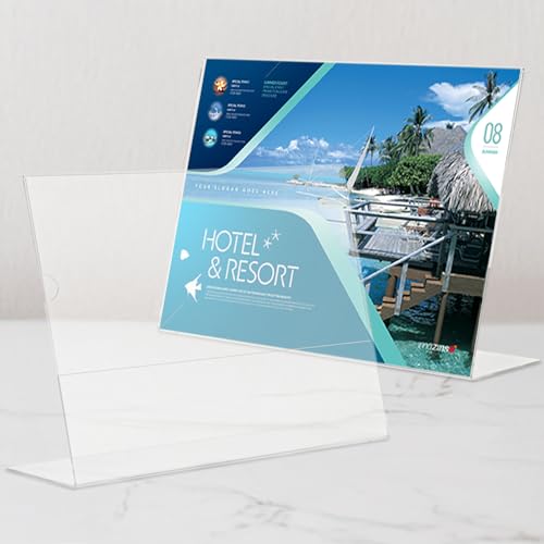 Acrylic Sign Holder 4 x 6 Horizontal, L-Shape Clear Plastic Display Stand for Tabletop, Acrylic Stands for Flyers, Table Paper Holder, Vertical Sign Holder 4x6 for Restaurants, Office and School (Slant 6 Pack 6x4) - size: Slant 6 Pack 6x4