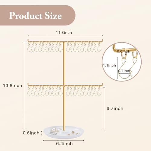 OAOLEER Bracelet Holder Display, Gold Jewelry Holder with 40 Movable Hooks Bracelet Stand Organizer, Jewelry Display Stand for Necklaces Bangles (2 Tier) - size: 2 Tier