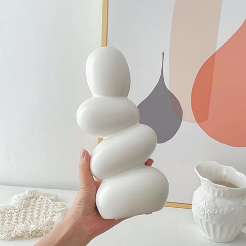 Homoyoyo Abstract Ceramic Flower Vase -Shaped Artistic Desktop Floral Arrangement Vase Home Décor Accent for Living Room and Office