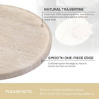 Koville Natural Travertine Tray for Home Decor, 10 Inch Round Serving Tray for Kitchen and Coffee Table, Decorative Marble Bathroom Trays for Counter, Luxury Vanity Tray, Light Beige Stone Tray