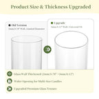 Glasseam Hurricane Glass Candle Holders: 3 Pcs Clear Cylinder Vases for Centerpieces Large Pillar Candle Holder for Floating Candles Modern Home Decor Wedding Table 5.3'' 7.3'' 9.5'' Height