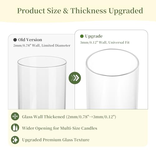 Glasseam Hurricane Glass Candle Holders: 3 Pcs Clear Cylinder Vases for Centerpieces Large Pillar Candle Holder for Floating Candles Modern Home Decor Wedding Table 5.3'' 7.3'' 9.5'' Height