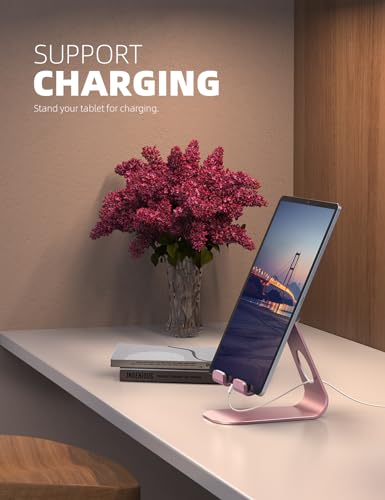 Lamicall Tablet Stand Adjustable, Tablet Stand : Desktop Stand Holder Gifts Compatible with Tablet Such as iPad 2018 Pro 9.7, 10.5, Air Mini 4 3 2, Kindle, Nexus, Tab, E-Reader (4-13'') - Rose Gold - color: Rose Gold