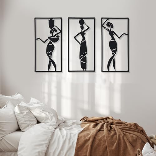 CHENGU 3 Pieces Metal Minimalist Abstract Woman Wall Art Line Drawing Wall Art Decor Single Line Female Home Hanging for Kitchen Bathroom Living Room(Artistic Body) - style: Artistic Body