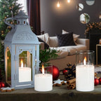 GenSwin Flameless Candles with Remote Timer, Clear LED Battery Operated Candles with Flickering Flame, Glass and Real Wax Pillar Candle Holiday Home Decor(Set of 3, D3”x4”5”6”) - color: Clear