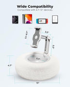 Viozon Tablet Stand Pillow, Compatible with 4.7"-13" Phone/Tablet, iPad, iPhone, Samsung, Google, Kindle, 360°Adjustable Phone Holder for Bed with Soft Plush Fabric, and Detachable Bowl, White - color: White