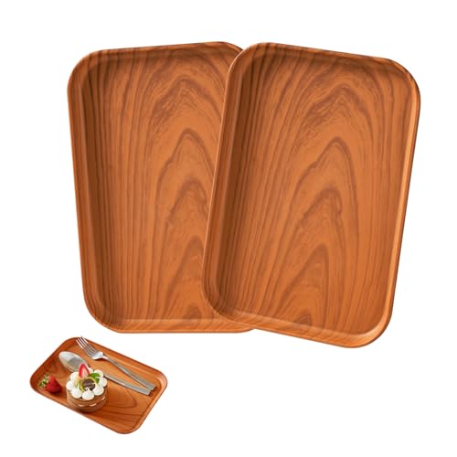 Wood Grain Plastic Serving Platters and Trays,Serving Dishes for Entertaining,Platters Serving Food,Appetizer Serving Trays for Snacks,Charcuterie,Chips,Candy,Fruit,Sushi Coffee Cosmetics Accessories - color: Tray-s-2pack-wood Grain