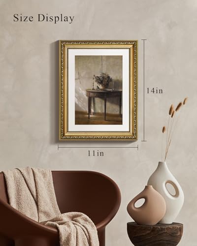 VIYYIEA Gold Framed Wall Art, After Noon Canvas Print Home Decor Vintage Art Painting Picture Bathroom Wall Decor, Potted Plant Artwork for Living Room Bedroom Kitchen Office - 14L x 11W - color: After Noon, size: 14"L x 11"W