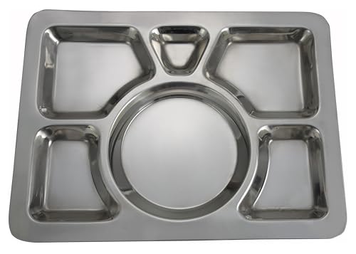 Winco Mess Tray, 6 Compartment, Style A, S/S, 15-1/2"x11-1/2 - size: 15.75" x 11.69" x 0.75"