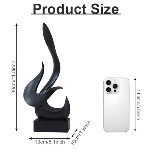 Modern Flame Sculpture Decor Flame Statue Resin Sculptures Abstract Art Figurines Centerpiece Sculpture for Home Decor Living Room Stand Coffee Table Office Decor(Black-B) - color: Medium Black-b