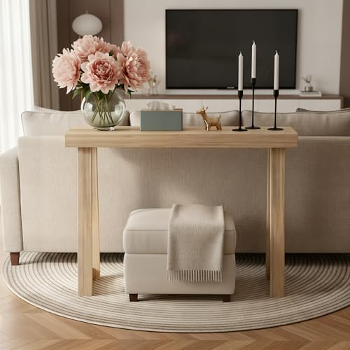 Plank+Beam Solid Wood Console Table, 36 Inch, Sofa Table, Narrow Entryway Table for Hallway, Behind The Couch, Living Room, Foyer, Easy Assembly, Blonde - color: Blonde, size: 36" Console Table