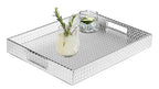 HofferRuffer Rectangle Serving Tray with Hole Handles for Coffee Table, Breakfast, Tea, Food, Butler - Countertop, Kitchen, Vanity Serve Tray, 16.2 x 12.2 x 2 inches, Faux Leather (Silver) - color: Silver, size: 16.2" x 12.2" x 2"
