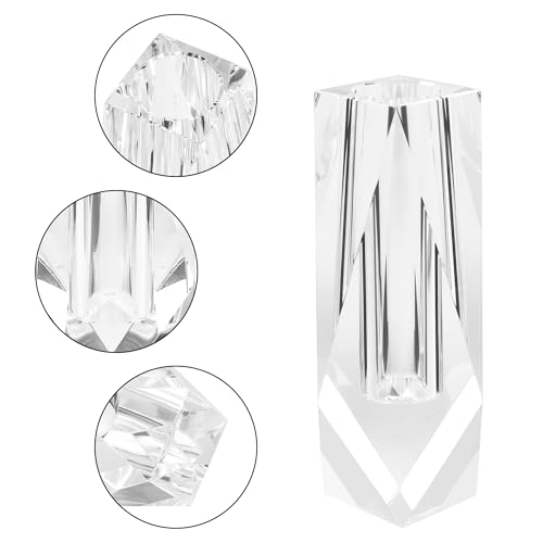 Kitcom Flower/Bud Crystal Vase Decorative Vases for Home, Wedding, Christmas, Outline Dimensions W2.4''xH6.3'', Clear with Gift Box - size: Medium