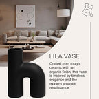 Lila Abstract Sculptural Decorative Modern Vase, Black