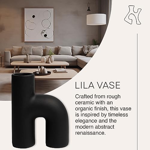 Lila Abstract Sculptural Decorative Modern Vase, Black