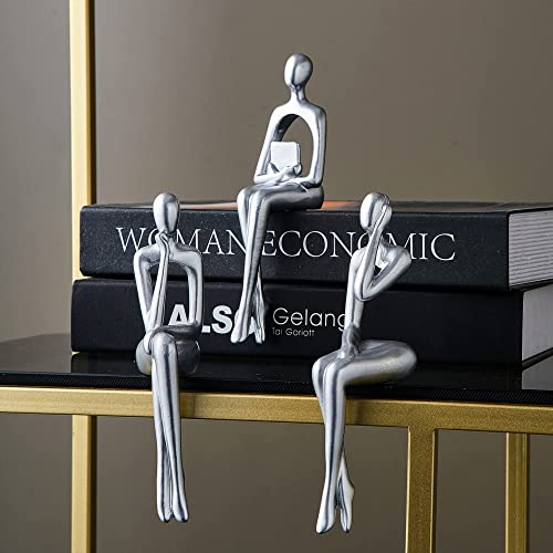 XINXAUN Silver Statue Home Decor - Modern Bookshelf & Desk Decor - 3 Piece Set - color: Silver
