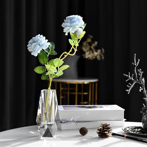 Kitcom Flower/Bud Crystal Vase Decorative Vases for Home, Wedding, Christmas, Outline Dimensions W2.4''xH6.3'', Clear with Gift Box - size: Medium
