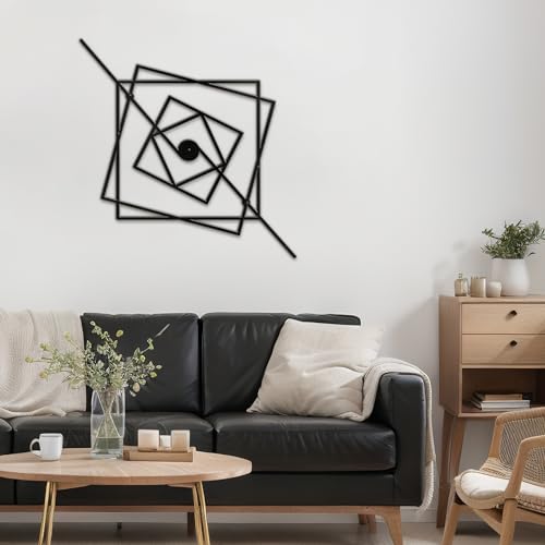 SIGNLEADER Metal Wall Decor Geometric Abstract Minimalist Modern Luxury Wall Sculpture Hangings 3D Statue Home Decoration for Living Room, Bedroom, Bathroom, Kitchen, Fireplace, Office - 18" Black - color: Gry08-2405-m08, size: 18" Black