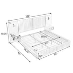 Luxury Queen Size Bed Frame with Oversized Upholstered Headboard, Modern Chenille Upholstered Platform Bed Frame with Gold LED Lights, Nightstands, No Box Spring Needed, Pink - color: Pink, size: Queen
