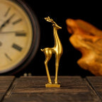 CHOVY Retro Brass Deer Statue - 100% Solid Handcrafted Elegant Long-Legged Deer Sculpture, Nature-Inspired Office & Home Decoration, Collectible Art Piece, for Nature Lovers & Collectors - style: Long
